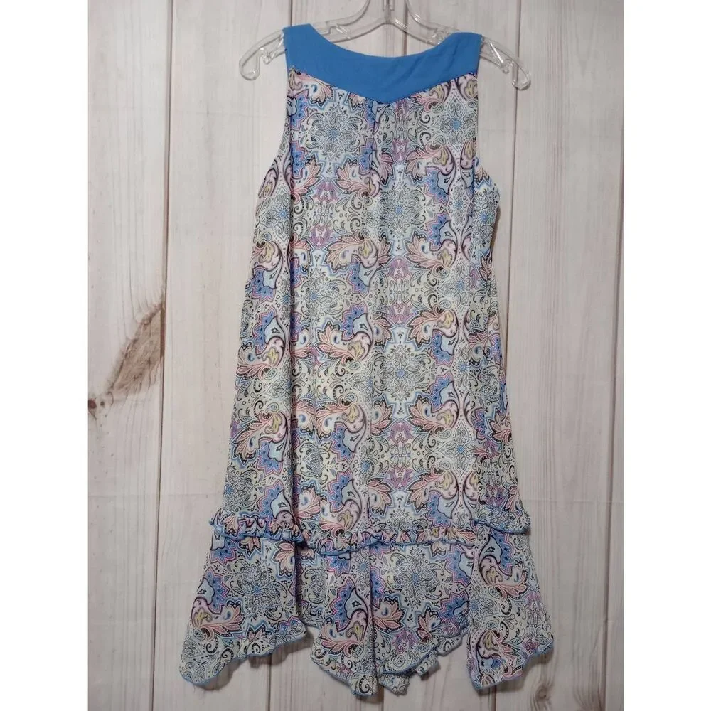 D. Signed Dress‎ Girls 14 16 Blue Paisley Sleeveless Disney Alice in Wonderland